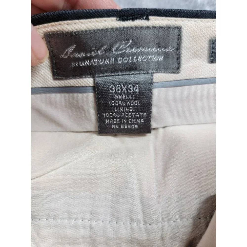 Daniel Cremieux black striped Flat Front‎ Wool Suit Dress Pants 36x27, hemmed
